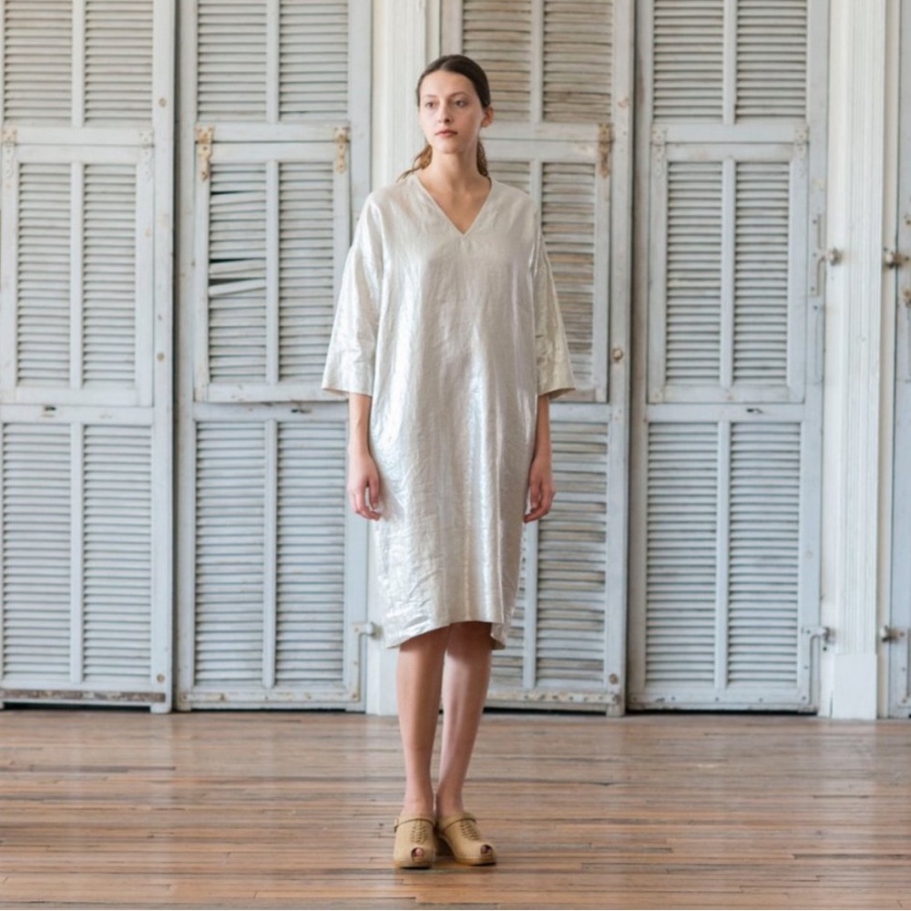 Horses Atelier Smoking Dress in Italian Metallic Linen